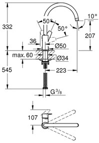 GROHE 31367001 - Mosogató csaptelep BAUEDGE 332 mm fényes króm