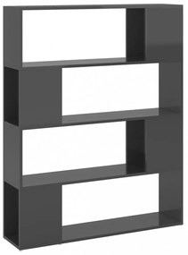 magasfényű szürke térelválasztó könyvszekrény 100 x 24 x 124 cm