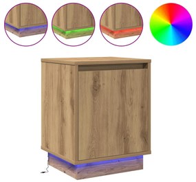 LED világításos éjjeli szekrények 2 db Kézműves tölgyszín 39x34,5x50 cm