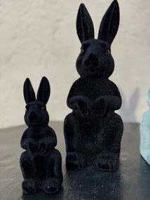 Húsvéti nyuszi figura, fekete, 14 cm
