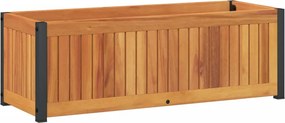 vidaXL tömör akácfa és acél kerti virágtartó 80 x 30 x 27,5 cm