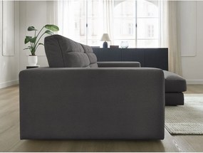 Antracitszürke bársony sarokkanapé (jobb oldali-heverő résszel) Sierra – Bobochic Paris