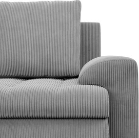Tokio sarokkanapé, 2 ágyneműtartóval, kordbársony, baloldali, szürke