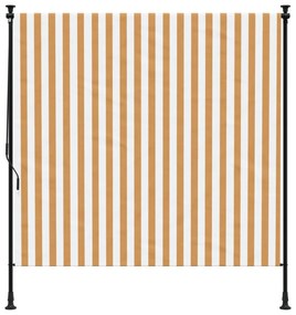 narancssárga és fehér szövet és acél kültéri roló 150 x 270 cm