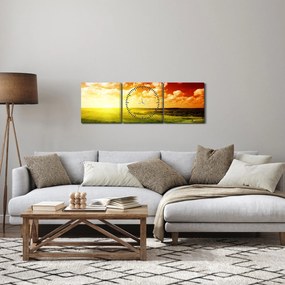 Rét képe ragyogó napfénnyel (órával) (90x30 cm)