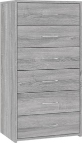 vidaXL szürke sonoma színű szerelt fa komód 6 fiókkal 50x34x96 cm