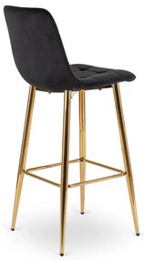 Fekete Bársony Bárszék Aranyszínű Lábbal. ARIEL