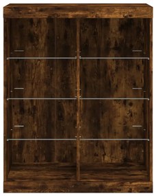 füstös tölgy színű tálalószekrény LED-ekkel 81 x 37 x 100 cm