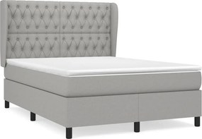 vidaXL világosszürke szövet rugós ágy matraccal 140 x 190 cm