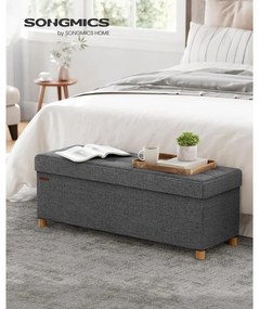 SONGMICS tárolós ülőke, összecsukható pad lábakkal, 38 × 110 × 40 cm, szürke színben