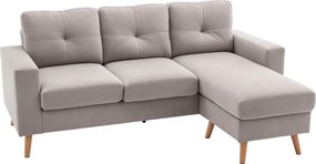 HOMCOM L-alakú Szövet Kanapé, Átkonfigurálható Sarokkanapé 3 Személyre, Ülőbútor a Nappaliba, Világosszürke, 193 x 136 x 85 cm | Aosom