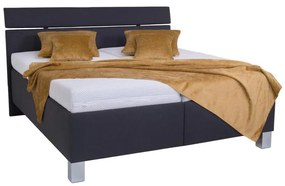 ALIS kárpitozott ágy matraccal és ágyneműtartóval, 180x200 cm, antracit