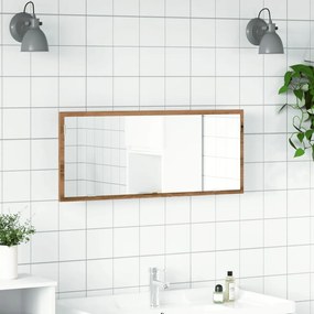 kézműves tölgy szerelt fa LED-es fürdőszobatükör 100x8,5x37 cm