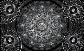 Fotótapéta Mandala absztrakt geometria vinil ezüst-fekete 312x219 +ragasztó