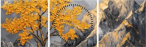 Kép – Arany fa a hegyekben (órával) (90x30 cm)