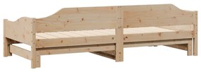 tömör fenyőfa kihúzható kanapéágy 90 x 190 cm