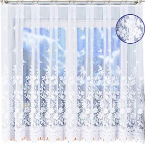 Rövid Jacquard Függöny 350x160 Nappali Szobába Virágok Fehér Békák Kész