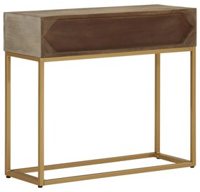 tömör mangófa és vas tálalóasztal 90 x 30 x 76 cm