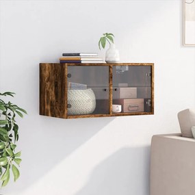 füstös tölgy színű faliszekrény üvegajtókkal 68,5x37x35 cm