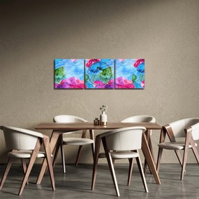 Kép - Színes hullámok (órával) (90x30 cm)