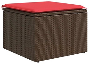 barna polyrattan kerti ülőke párnával 55 x 55 x 37 cm