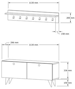 Fali akasztó cipővel Rupa Oak
