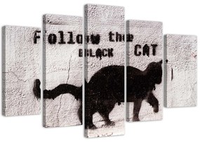 Gario Vászonkép Fekete macska - 5 részes Méret: 100 x 70 cm