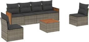 vidaXL 7 részes szürke polyrattan kerti ülőgarnitúra párnákkal