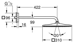 GROHE 26564000 - RAINSHOWER MONO 310 CUBE fejzuhany szett, 422 mm, króm