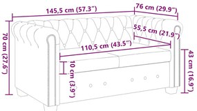 2 személyes fekete műbőr Chesterfield kanapé
