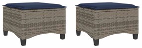 2 db szürke polirattan kerti székek párnákkal 55x55x36 cm