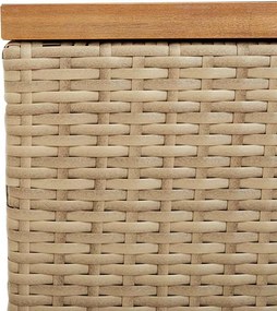 vidaXL bézs polyrattan és akácfa kerti tárolóláda 110 x 50 x 54 cm