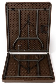 Összecsukható barna műanyag kerti asztal