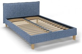 Kék kárpitozott franciaágy ágyráccsal 140x200 cm Tina – Ropez