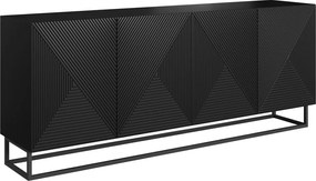 Asha komód 200 cm négyajtós - fekete matt / fekete váz