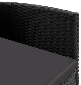 4 db fekete polyrattan kerti szék fekete párnákkal