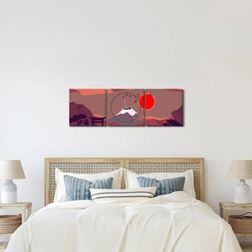 Kép - A Fuji-hegy illusztrációi (órával) (90x30 cm)