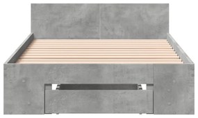 betonszürke szerelt fa ágykeret fiókkal 90 x 200 cm