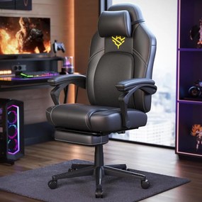 SONGMICS HOME gamer szék, ergonomikus számítógépszék lábtartóval, tintafekete színben