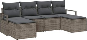 vidaXL Kanapé Szett 6 pcs Szürke polirattan