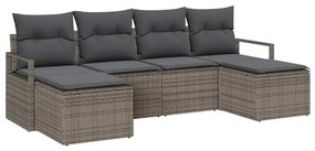 vidaXL Kanapé Szett 6 pcs Szürke polirattan