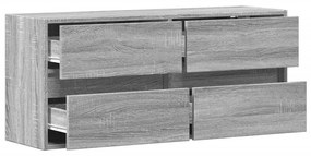 szürke sonoma színű fali TV-szekrény LED-del 100x31x45 cm