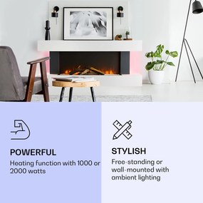Klarstein Studio Light & Fire 1, Smart, kandalló, 1000/2000 W, MDF, WiFi Control