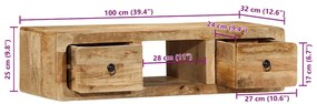 tömör nyers mangófa falra szerelhető TV-szekrény 100x32x25 cm