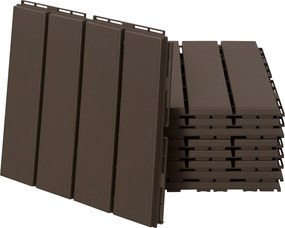 Outsunny 30 x 30 cm Kertépítő Csempék 9 darab 0,81 m² Összekapcsolható Csempék Erkély Csempék Klikkes Rendszerű Draináló Funkcióval Barna | Aosom