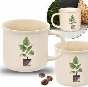 Krémszínű porcelán bögre növényekkel 355ml