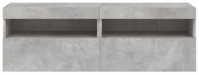2 db betonszürke fali TV-szekrény LED-del 60x30x40 cm