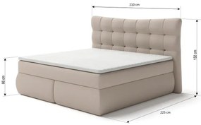 Boxspring ágy SOFIA 180x200 cm bézs matraccal és topperrel