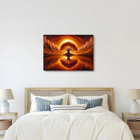 Üveg kép – Fa a véres napban (70x50 cm)