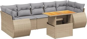 vidaXL 8 részes bézs polyrattan kerti ülőgarnitúra párnával